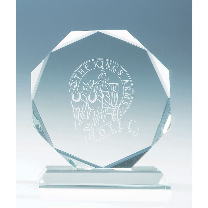 Picture of 11.5cm x 11.5cm x 15mm Jade Glass Facetted Octagon Award