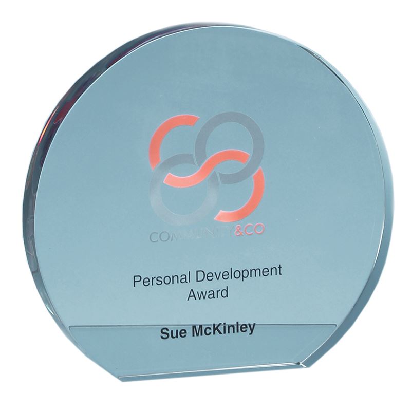 Picture of 12.5cm x 19mm Clear Glass Freestanding Circle Award