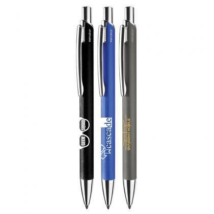 Picture of senator® Arvent Glossy Ball Pen push ball pen, Barrel: Metal, glossy lacquered, Fittings: Metal, glossy chrome, senator® magic flow metal refill, G2, Ink colour: blue