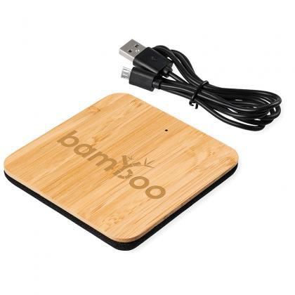 Picture of Leaf bamboo and fabric wireless charging pad