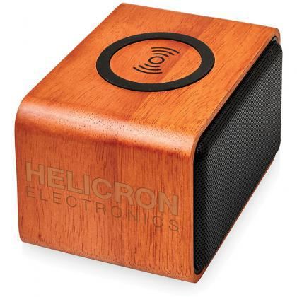 Picture of Wooden speaker with wireless charging pad