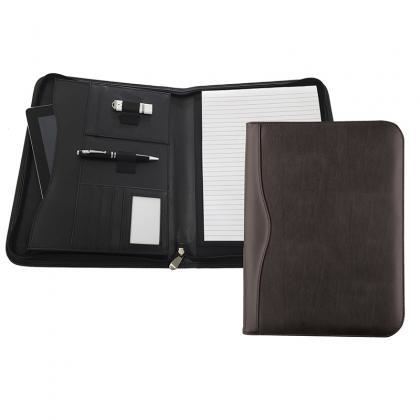 Picture of Black Houghton PU A4 Zipped folder with large pocket for tablets or small laptops