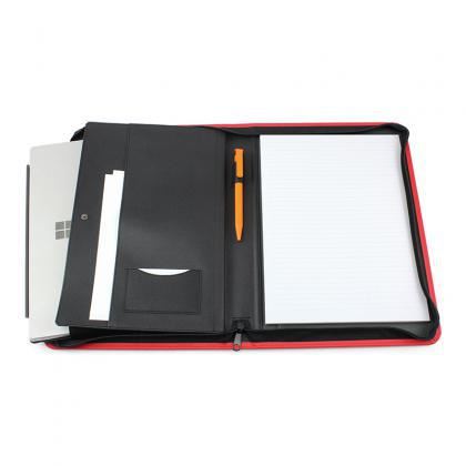 Picture of ECO a4 zipped conference portfolio with gussetted pocket for small laptop or tablet in COMO rPET