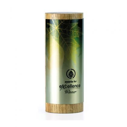 Picture of Real Wood Pillar Award with large metal wrap