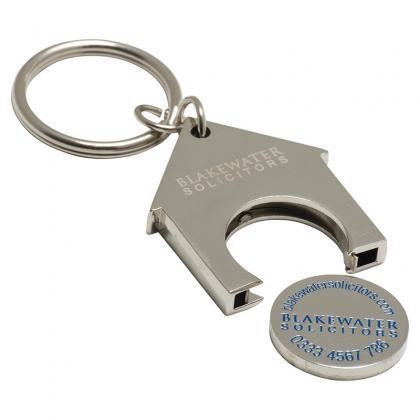 Picture of House Shaped Trolley Coin Keyring (Stamped Iron Soft Enamel Infill)
