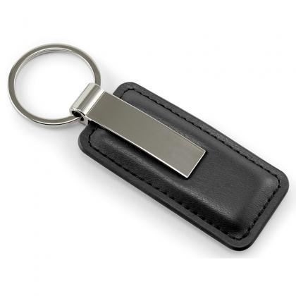 Picture of Black Belluno Pu rectangular key fob with metal bar